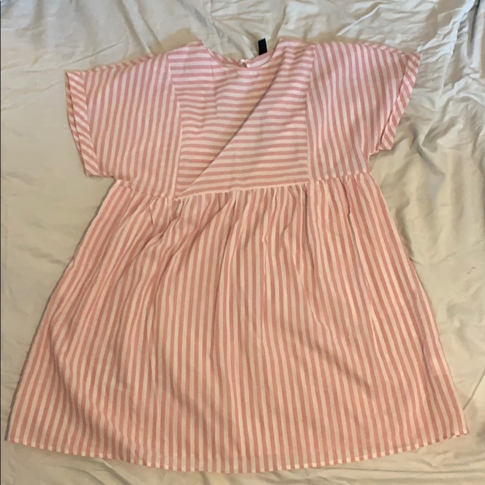 Pink and White Striped Babydoll Dress